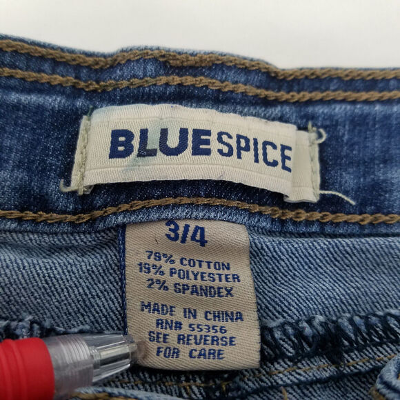 Blue Spice Denim Shorts Juniors 3 Blue Jean Low Rise Triple Button Medium Wash - Picture 9 of 12